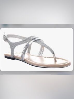 Madeline Stuart Silver Rhinestone T-Strip Sandals